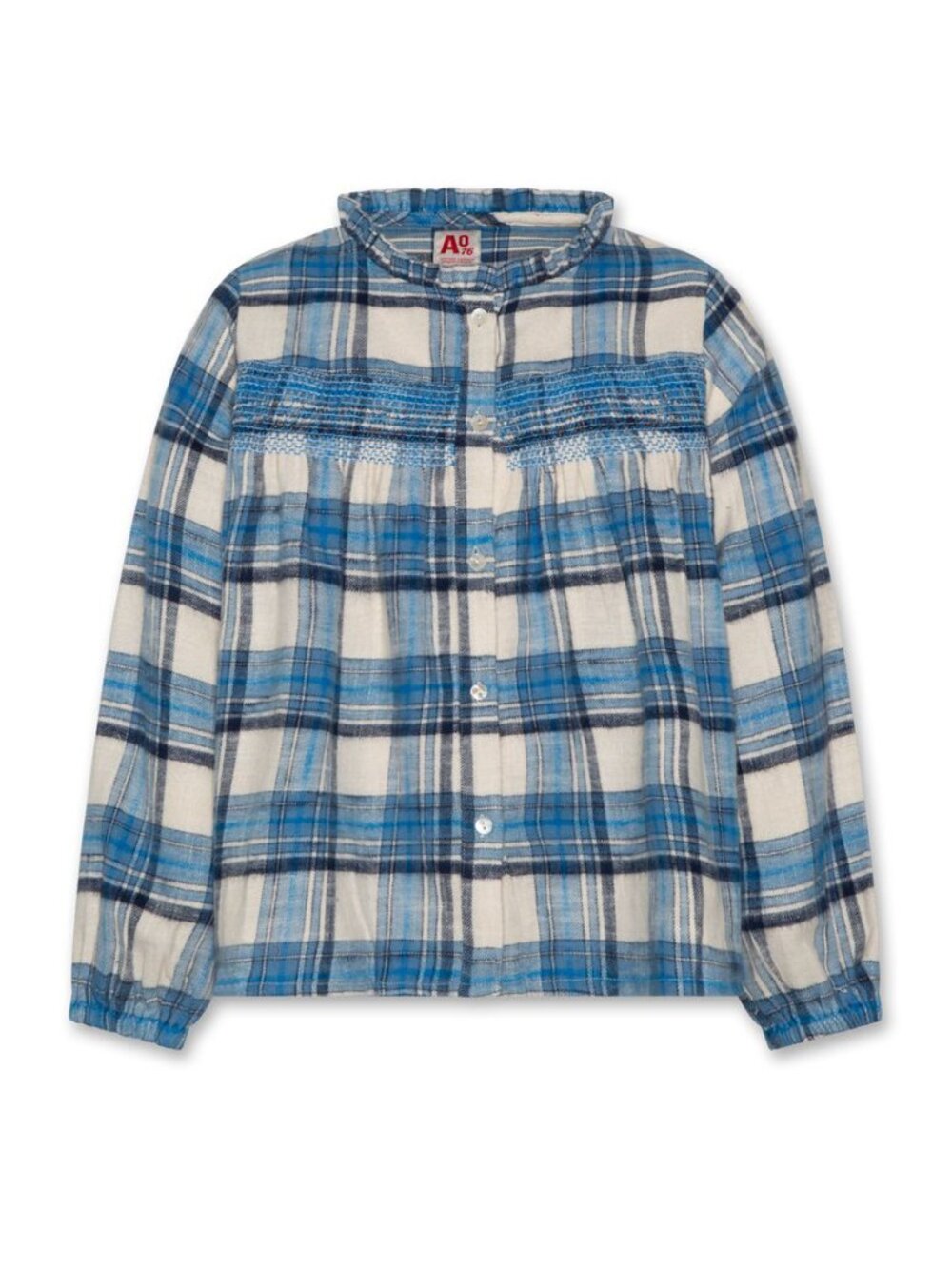 ** KIDS ** AO76 "Karla Mina" Blue Plaid Shirt, size 12 years